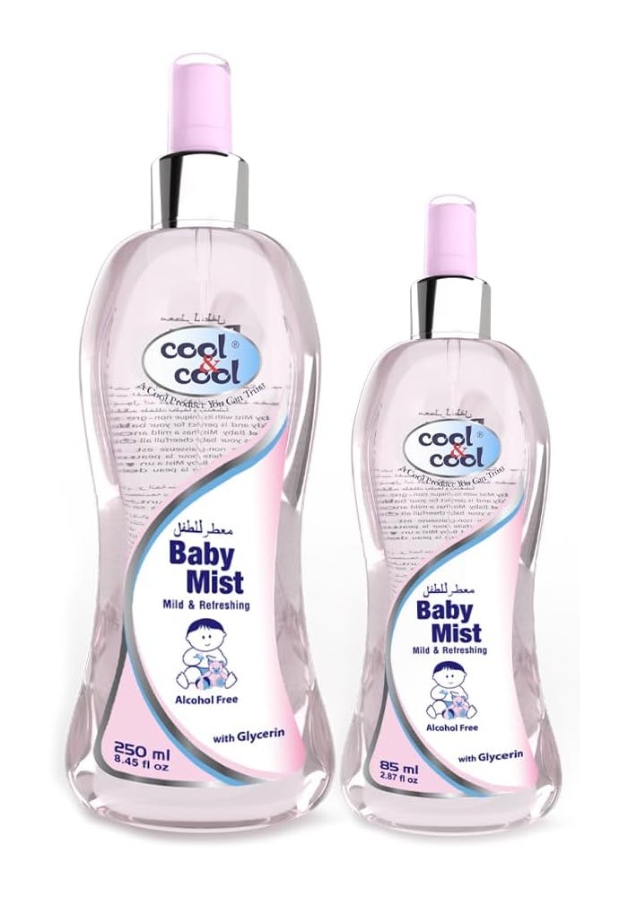 Cool & Cool Baby Mist Cologne Combo Pack - 250ML + 85ML - Alcohol Free, Paraben Free, with Glycerin - Image 1